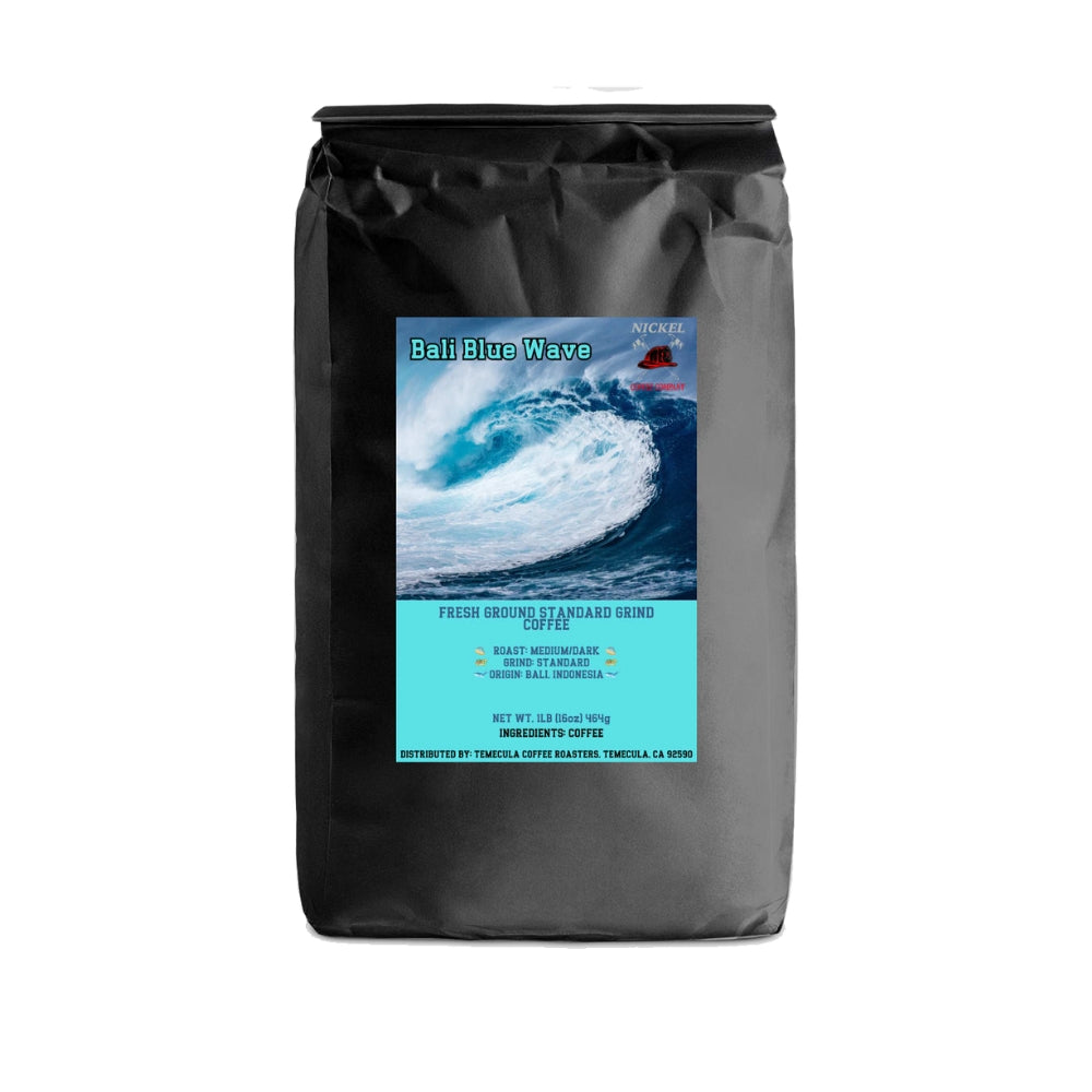 Black Coffee Bag With ocean waves Bali Blue wave