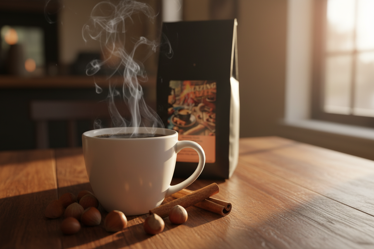 Blazing Hazel Coffee Cup Scene